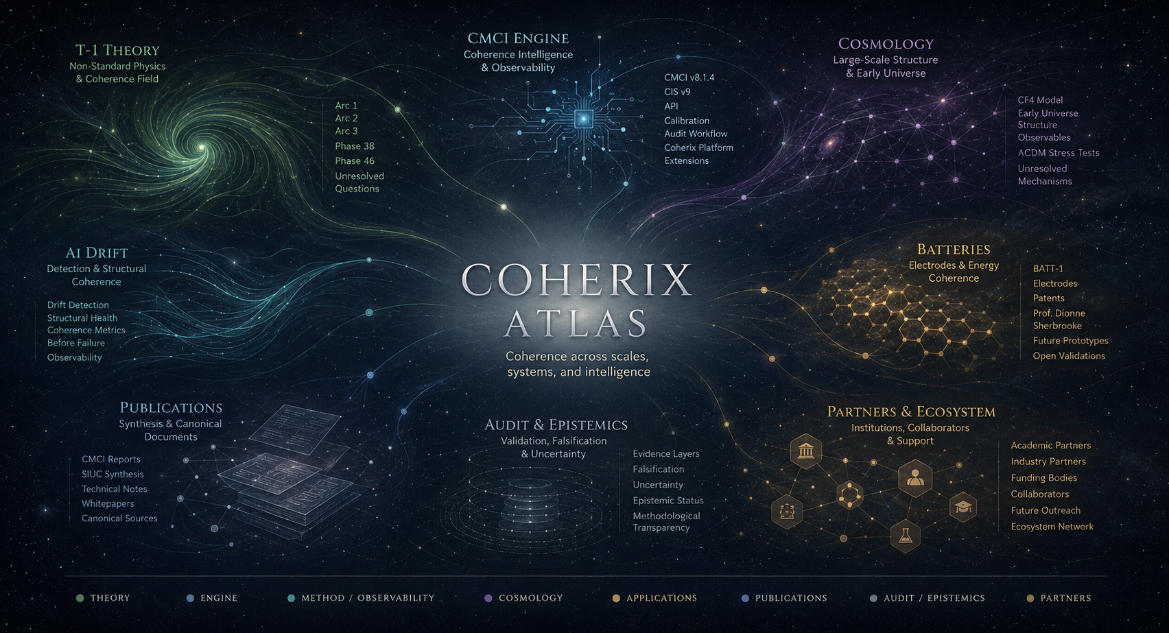 Coherix Atlas — eight-domain cosmic view